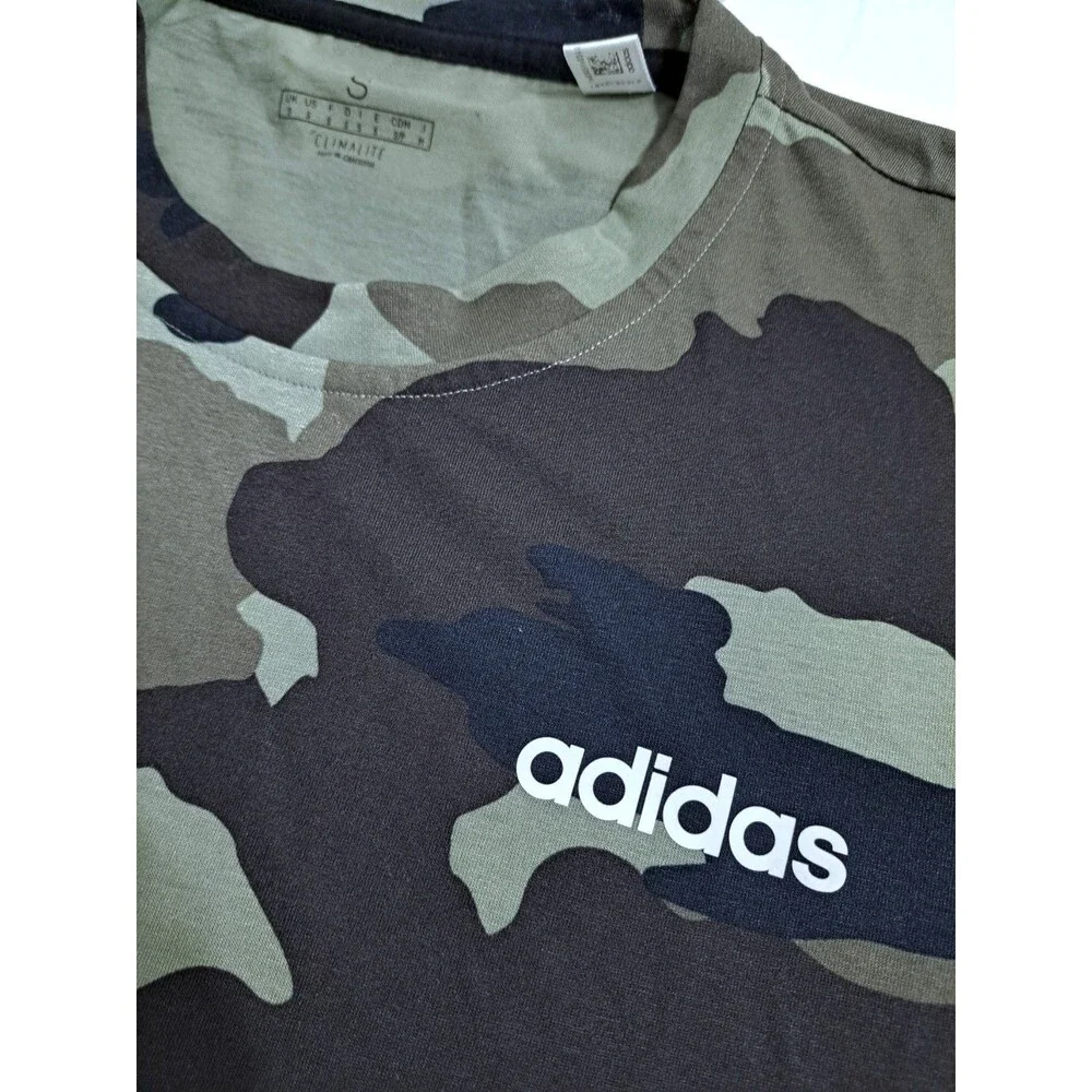 Adidas Camo Climalite Tshirt Mens Small Green Brown Camouflage Army Forest